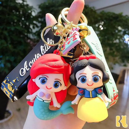 Anime Disney Cartoon Gummed Girl Mermaid Princess Keychain Cute Snow White Alice Keyring Bag Accessories Gift Keychain Wholesale