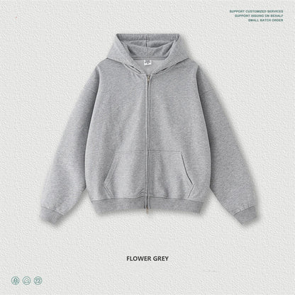 ZODF Trendy 2025 Heavy Weight 445gsm Zipper Hoodies For Man Unisex Casual Zip-up Hooded SweatShirts Coats HY1102