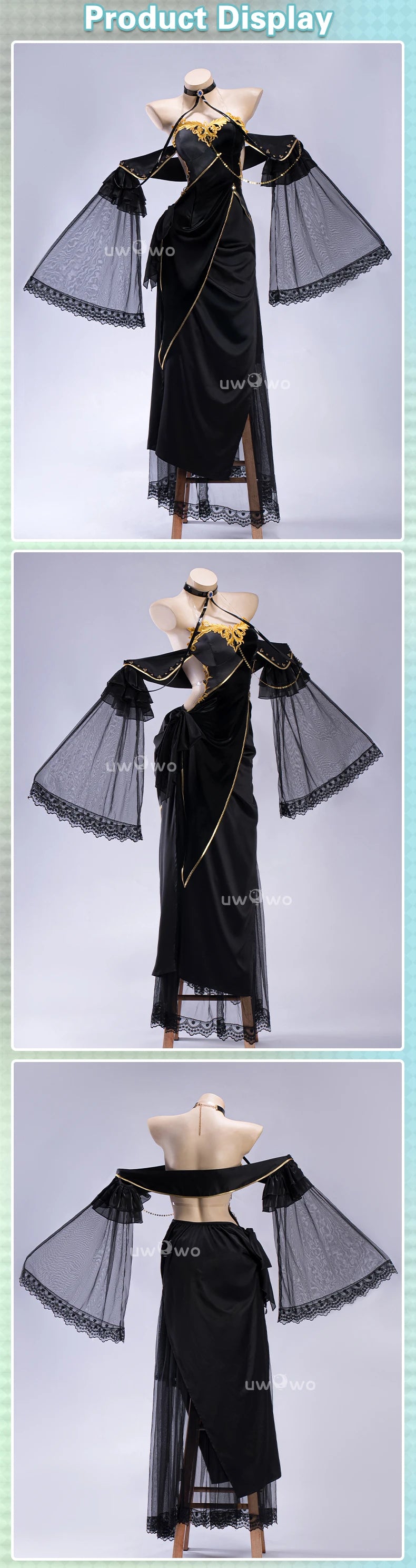 IN STOCK UWOWO CC Cosplay Game Codee Geasss: C.C. CC Black Gown Cosplay Costume Party Dress Halloween Costume