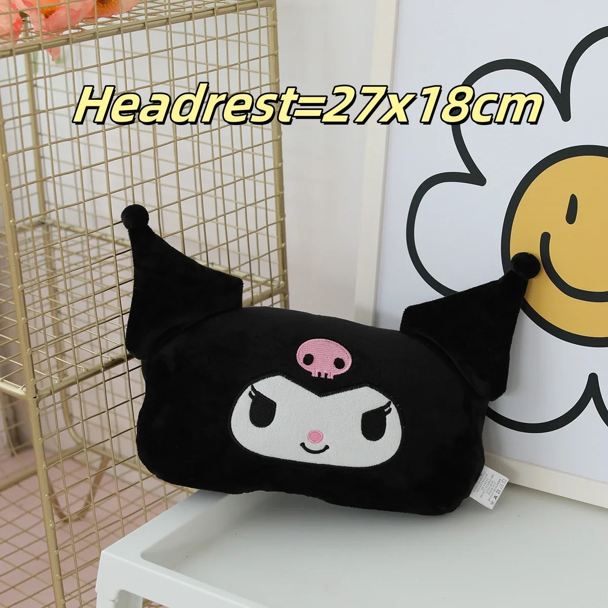 Kuromi My Melody Pillow Stuffed Anime Kuromi Car Headrest Safety Seat Belt Cover Cushion Cartoon Car Decoration Girl Gifts