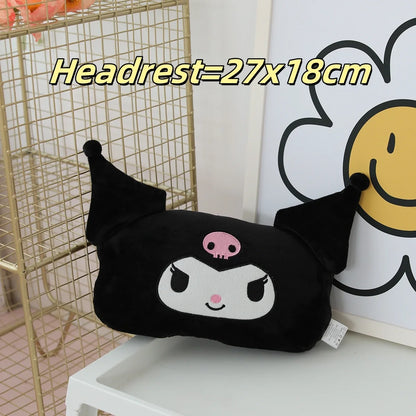 Kuromi My Melody Pillow Stuffed Anime Kuromi Car Headrest Safety Seat Belt Cover Cushion Cartoon Car Decoration Girl Gifts