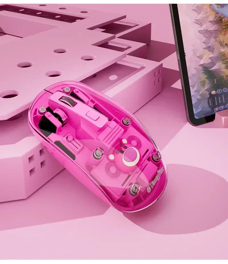 New Disney Wireless 2.4g Transparent Mouse Dual Bluetooth Charging Mute Silent Female Tablet Computer Notebook Office Gift