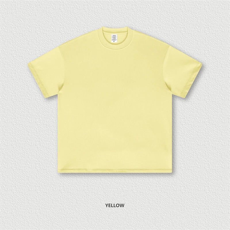 ZODF New 2025 Heavy Weight 305gsm Solid Cotton T Shirts For Men Unisex Summer Oversized Noshrink Basic T-Shirt Brand Tops HY0475