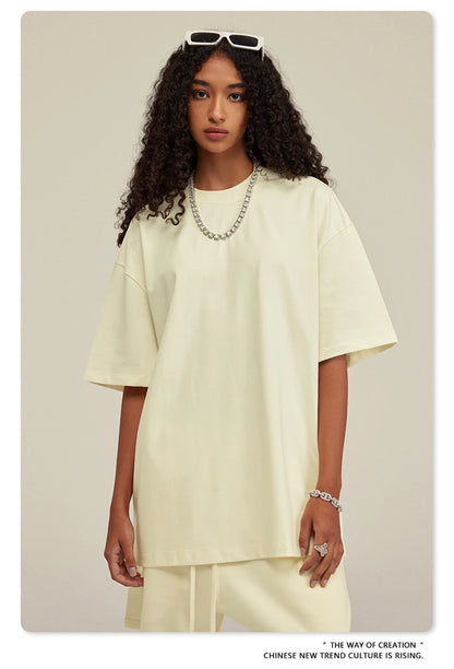 ZODF New 2025 Heavy Weight 305gsm Solid Cotton T Shirts For Men Unisex Summer Oversized Noshrink Basic T-Shirt Brand Tops HY0475