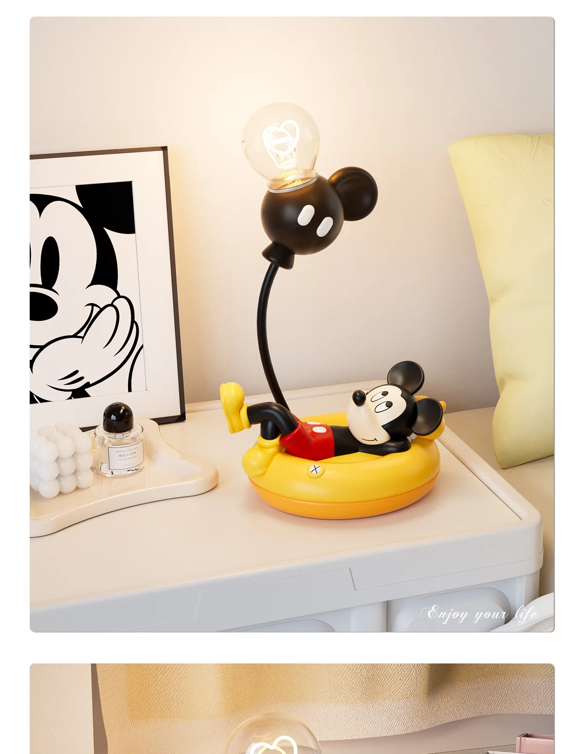 Mickey Figurine Night Light Cartoon Mickey Mouse 3d Doll Reading Lamp Cute Desktop Decor Statue Creative Desk Lamp for Kids Gift