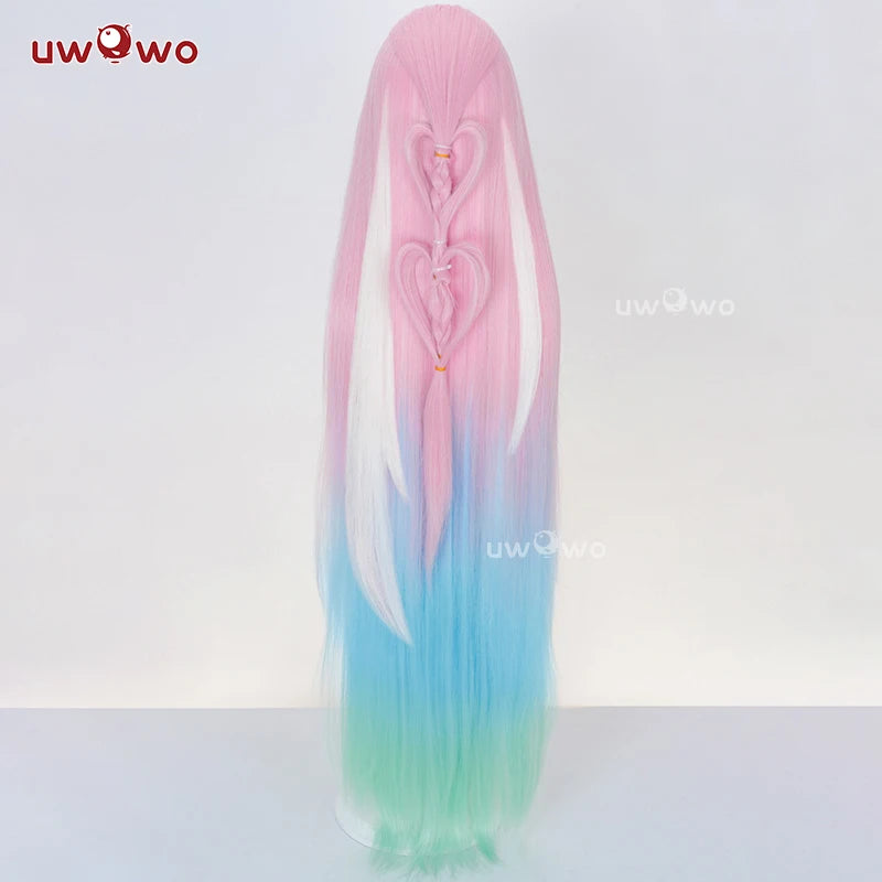 UWOWO Cyrene Wig Game Honkai Star Rail Cyrene Cosplay Wig Long Hair Pink and Blue and Green gradient Hair  Halloween Wig
