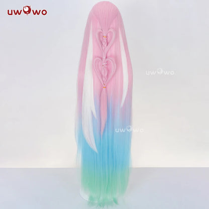 UWOWO Cyrene Wig Game Honkai Star Rail Cyrene Cosplay Wig Long Hair Pink and Blue and Green gradient Hair  Halloween Wig