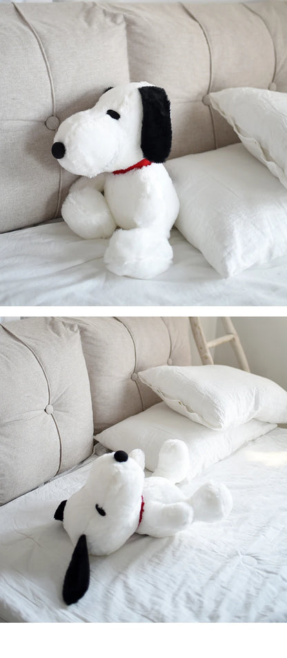 Cartoon Snoopy Plush Toy Stuffed Animal Black and White Dog Plushies Lovely Sitting Dog Doll Sofa Bed Room Decor Gifts Girl