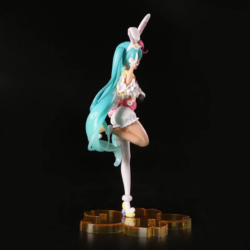 23cm Hatsune Miku Anime Figure PVC Model Doll with Rabbit Ears Kawaii Collectible Ornament Christmas Toy Gift - No box