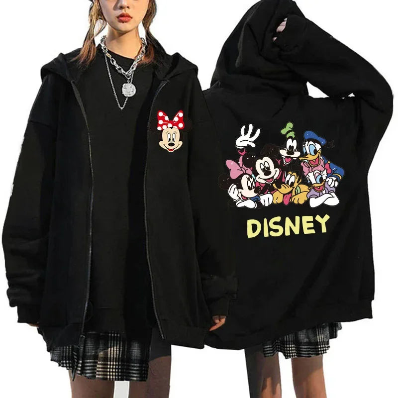 2025 Designer Clothing Women's Luxury Graphic Hoodies Mickey Mouse Print Long Sleeve Zip-Up Fashion Luxury Brand Disney Clothing