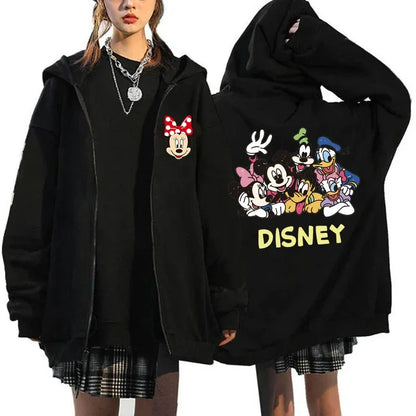 2025 Designer Clothing Women's Luxury Graphic Hoodies Mickey Mouse Print Long Sleeve Zip-Up Fashion Luxury Brand Disney Clothing