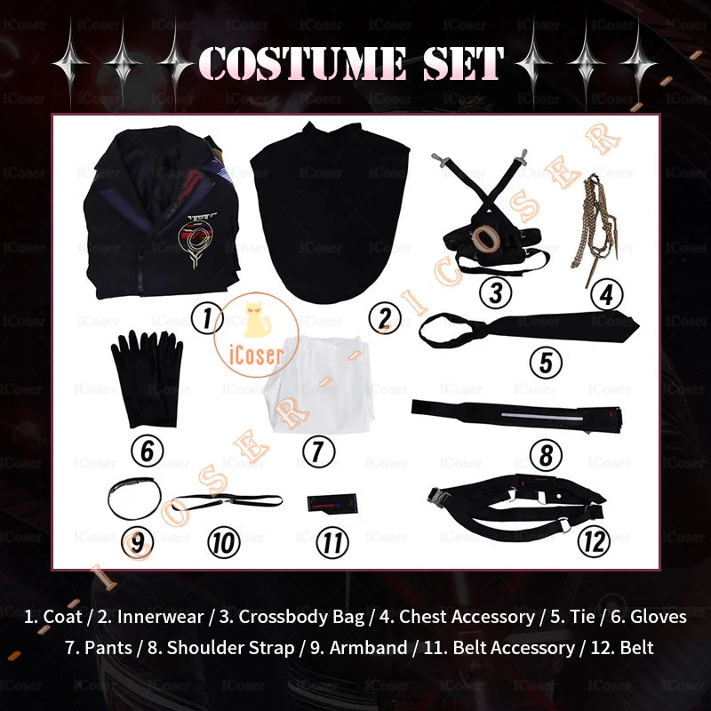 Love and Deepspace Caleb Cosplay Costume Wig Farspace Colonel Uniform Trench Halloween Party for Women Men Carnival Cos Props