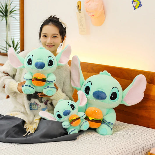 New 30/50cm Disney Kawaii Burger Stitch Plush Toy Cartoon Anime Needle Cute Sleeping Pillow Plush Doll Girl Holiday Gift