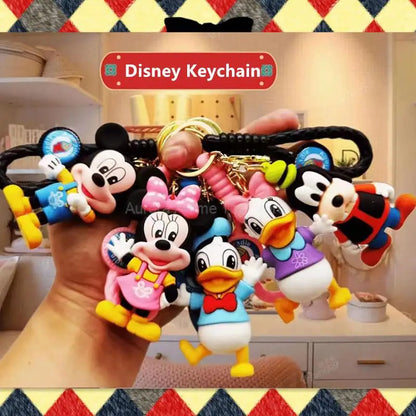 Anime Disney Keychain Frozen Mickey Mouse Minnie Lilo & Stitch  Doll Keyring Ornament Key Chain Car Pendant Kids Toys Gift