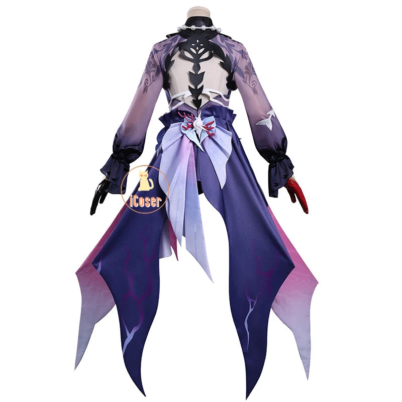 Honkai Star Rail Hysilens Cosplay Costume Wig Dress Headwear Earrings Rings Halloween Party for Women Girls Carnival Role Play