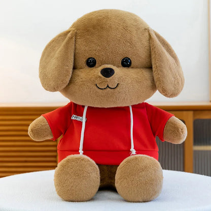 Kawaii Plush Dog Stuffed Animal Toy Hoodie Puppy Doll for Girls Soft Comforter Kids Birthday Christmas Gift Living Room Decor