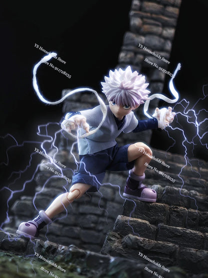 1/12 Killua Zoldyck Anime Boy Figure Mini T-shirt Shorts White Cloth Belt Clothes Toys Accessory For Hunter Shf 6inch Soldier