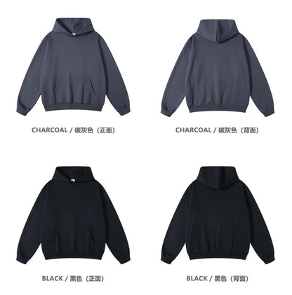 ZODF New Winter 440gsm Terry Hooded Hoodies For Men Retro Unisex Couple Loose Oversized Solid Pullovers Streetwears HY0664