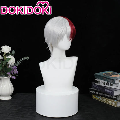 IN STOCK Todorokii Shotoo Wig Anime Cosplay DokiDoki Todorokii Shotoo Cosplay Men 32cm Red White Hair Heat Resistant Free Cap