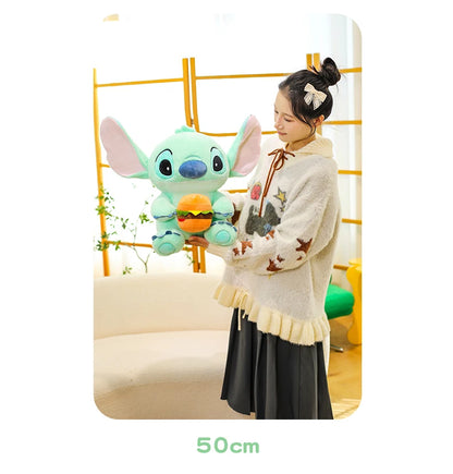 New 30/50cm Disney Kawaii Burger Stitch Plush Toy Cartoon Anime Needle Cute Sleeping Pillow Plush Doll Girl Holiday Gift