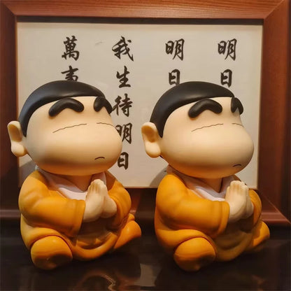 8cm  Anime Crayon Shin Chan Cos Buddha Good Luck Compassion Action Figure Funny Doll PVC Model Toys Collection Children Gifts