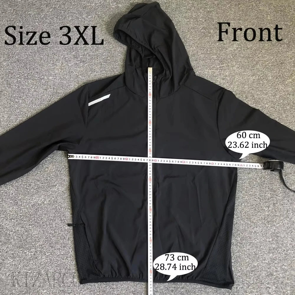 2025 Running Jacket Autumn Reflective Hooded Gradient Color Sportswear Breathable Men and Women Jogging Coat