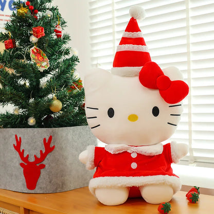 New Sanrio Hallo Kitty Plush Toy Doll Pillow Christmas Kt Cat Plush Toy Cute Hat Kitty Doll Katie Cat Pillow Girl Holiday Gifts