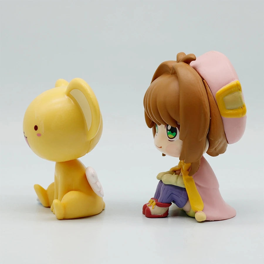 10cm Card Captor Sakura Anime Figure Look Up Kinomoto Sakura Action Figure Q Version Cerberus Figurine PVC Collection Model Toys