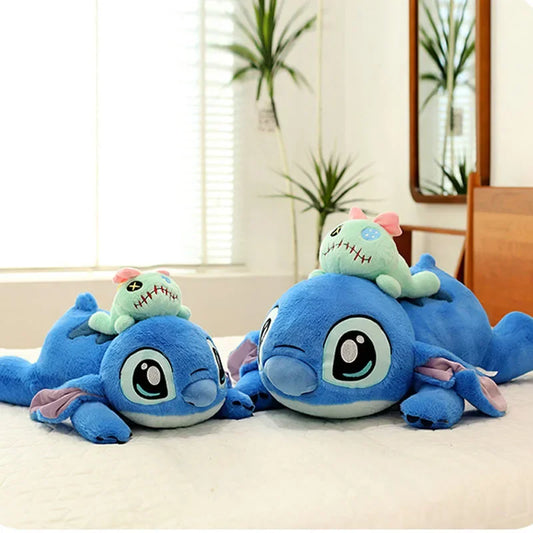 40-100cm Disney Lilo and Stitch Plush Stuffed Toys Cartoon Anime Plushie Lying Stich Doll Soft Pillow Xmas Birthday Gift for Kid
