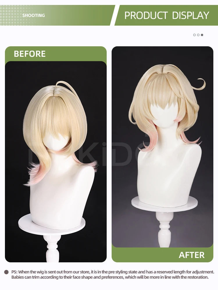 Emilie Wig Game Genshin Impact Cosplay Wig DokiDoki Perfumer Emilie Cosplay Glasses Necklace Women 45cm Short Hair Free Wig Cap