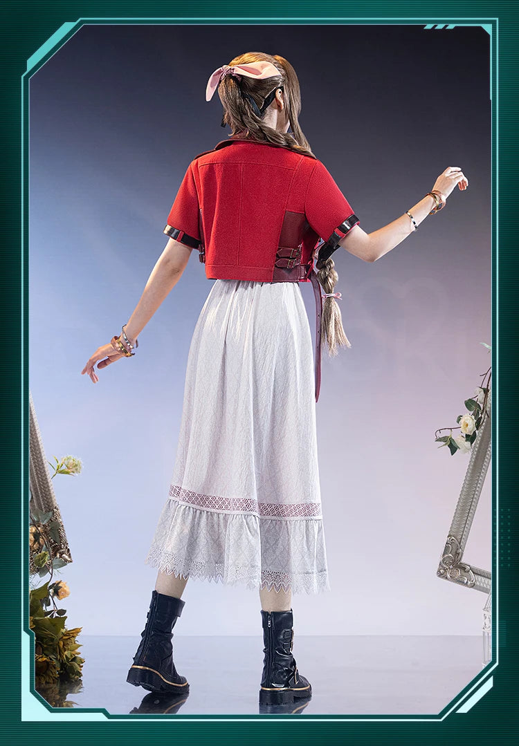 Aerith Cosplay Costume Game FF Cosplay【S-3XL】DokiDoki-SR Women White Dress Aerith Costume Plus Size