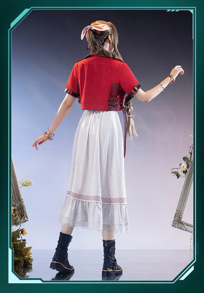 Aerith Cosplay Costume Game FF Cosplay【S-3XL】DokiDoki-SR Women White Dress Aerith Costume Plus Size