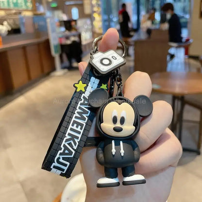 Anime Cartoon Disney Keychain Mickey Mouse Minnie Figure Keychains Donald Duck Piglet Key Chain Model Kids Toys Children Gift