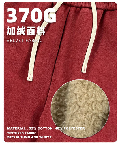 ZODF New 2025 Winter Batik Washed Man Fleece Pants Unisex High Street Distressed Thick Warm Straight Trousers Sweatpants HY1166