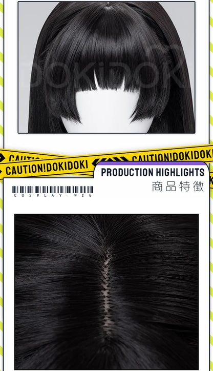 CHISA Cosplay Costume Game Wuthering Waves DokiDoki-SR Women Black JK Uniform Halloween CHISA Suit Coat Cosplay Wig