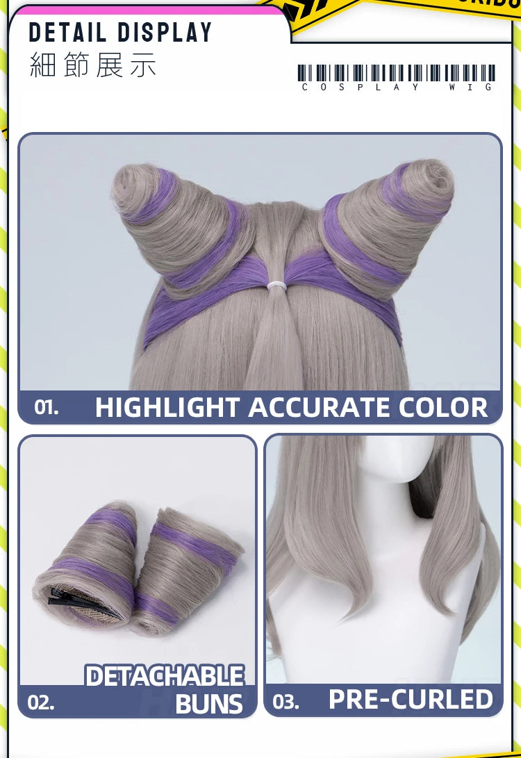 IN STOCK Guinevere Olivia Wig Anime Cosplay DokiDoki Blue Hair Knights Cosplay Double Buns Hight Heat Resistant Free Wig Cap