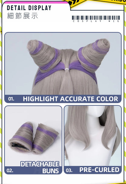 IN STOCK Guinevere Olivia Wig Anime Cosplay DokiDoki Blue Hair Knights Cosplay Double Buns Hight Heat Resistant Free Wig Cap