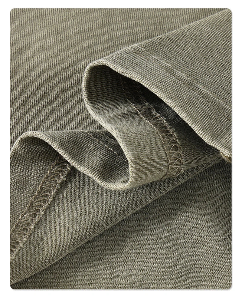 ZODF Summer Men Batik Washed 275gsm Cotton T Shirt Unisex Retro Turn Down Collar Short Sleeve T-shirts Tees HY0533