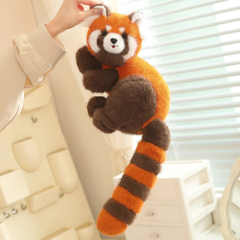 Long Tail Cute Raccoon Soft Toy Huggable Baby Red Panda Plush Doll Sleeping Raccoon Plushie Birthday Gift For Girlfriend Kids