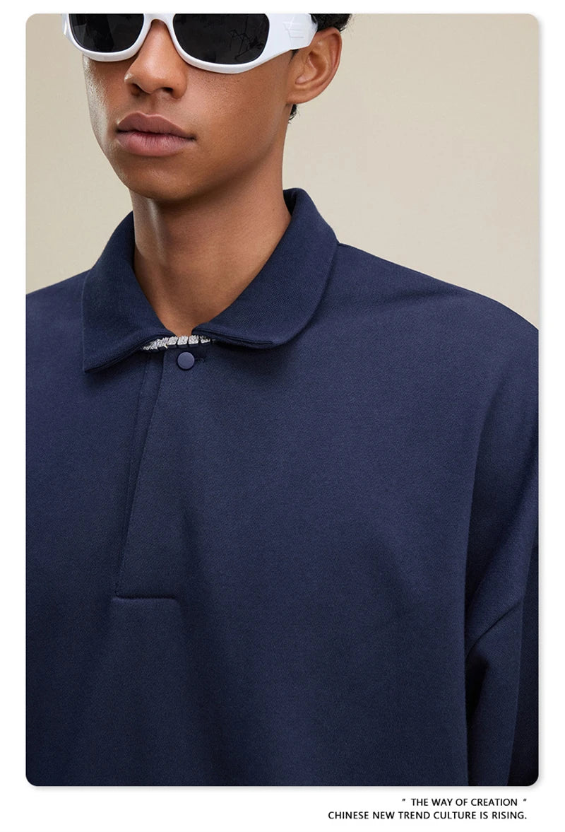 ZODF Casual 2025 Autumn 445gsm Sweatshirt For Man Unisex Turn Down Collar Solid Fleece Pullovers Winter Coats HY1111