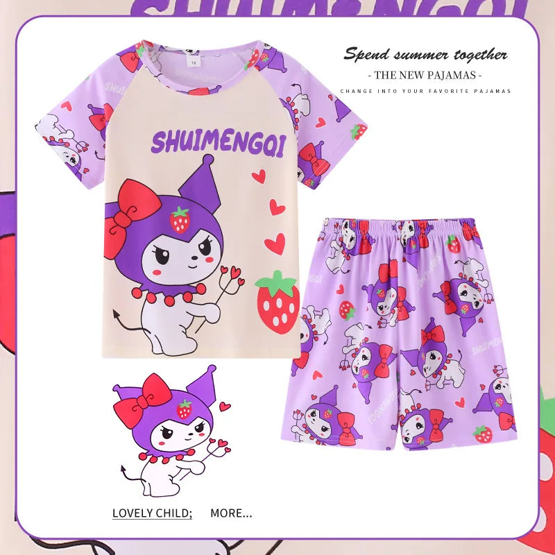 MINISO Boys Pajamas Sets Disney Summer Two Pieces Set 3 to 4 5 6 7 8 9 10 11 12 Years Blue Mickey Mouse Print Children Clothing