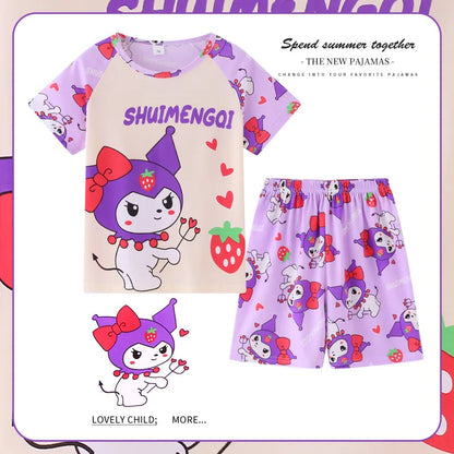 MINISO Boys Pajamas Sets Disney Summer Two Pieces Set 3 to 4 5 6 7 8 9 10 11 12 Years Blue Mickey Mouse Print Children Clothing