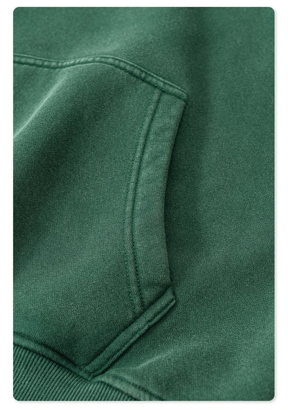 ZODF Retro Men’s Winter Washed Fleece Hoodie 360gsm Warm Knitted Loose Hooded Pullover Streetwear HY0887