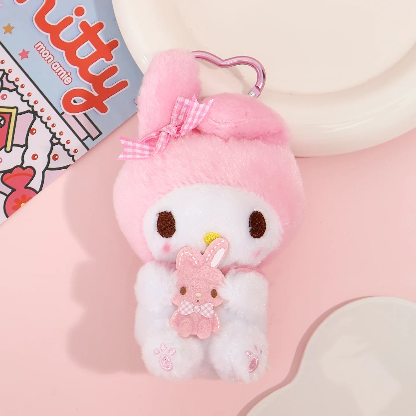 Genuine Sanrio Hello Kitty Kuromi Melody Pachacoo Cinnamoroll Stuffed Toy Pendant Cute Plush Toys Keyring Keychain Birthday Gift