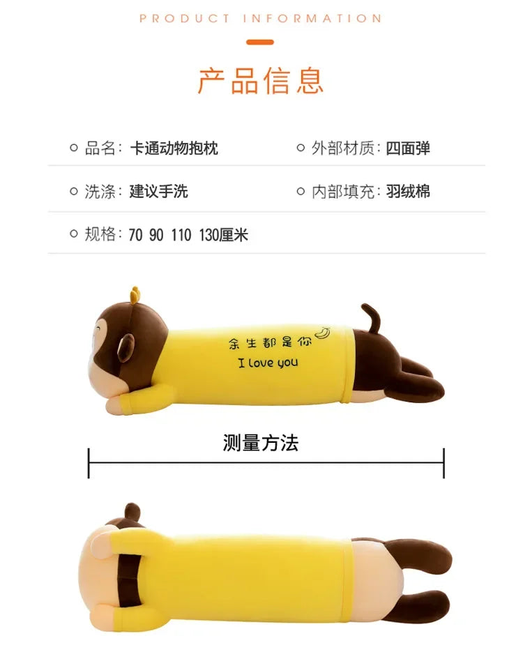 New70-130cm Monkey Doll Husky Plush Toy Frog Pillow Duck Doll Cute Plush Toys for Children Gifts