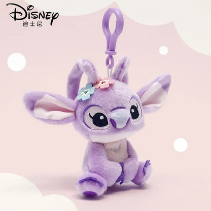 Hot Kawaii Disney Stitch Angel Plush Stuffed Toys Purple Anime Lilo&Stitch Doll Cute Keychain Pendant Birthday Gift For Kid Girl