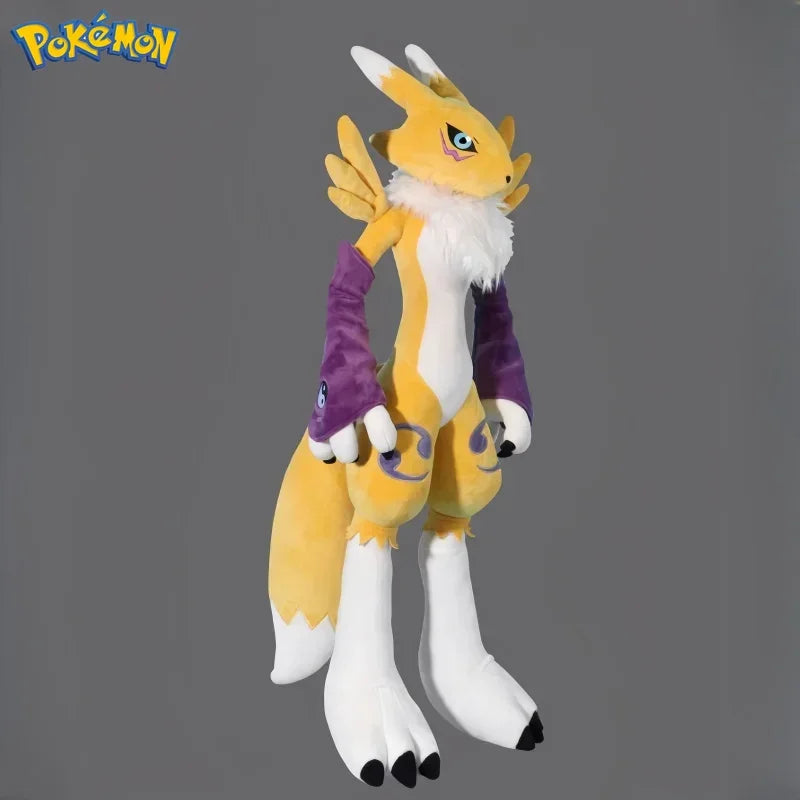 80CM Big Size Pokémon Renamon Plushies Cartoon Anime Stuffed Pillow Comfortable Soft Doll Cushion Children Toy Peluche Gift