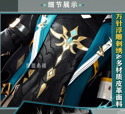 Genshin Impact Varka Cosplay Costume Wig Uniform Knights of Favonius Mondstadt Halloween Party Women Men Girls Role Play Props