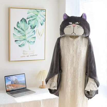 Cartoon Cute Lucifer Hooded Cloak Blanket Office Dormitory Autumn Winter Warm Animal Cloak Nap Blanket Practical Exquisite Gift