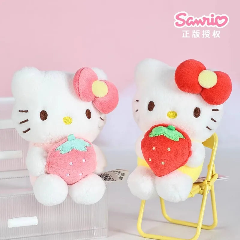 Genuine Sanrio Hello Kitty Cute Stuffed Keychain Car School bag Pendant Kids Plush Toy Keyring Plushier Strap Doll Birthday Gift